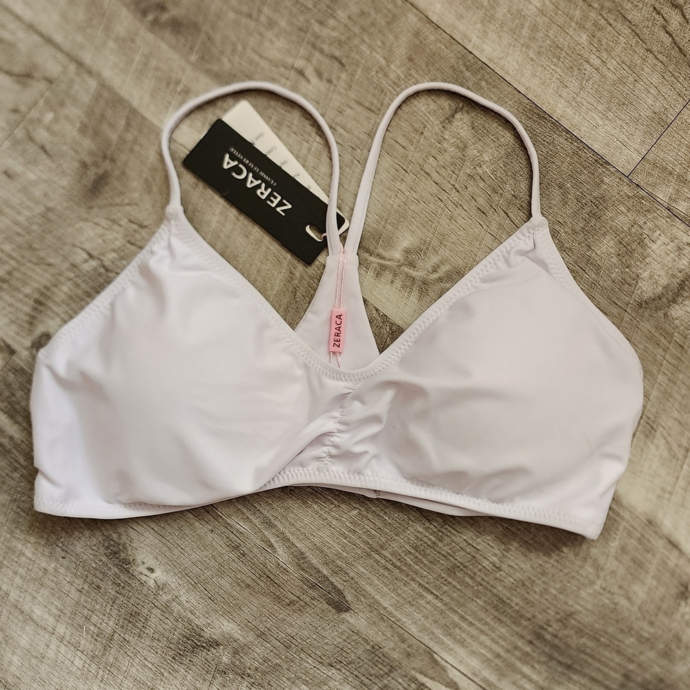 Zeraca Women's White Swim Bra